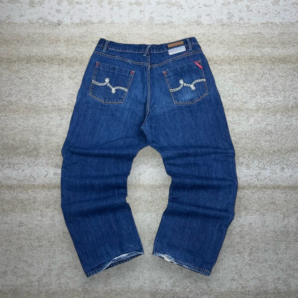 Vintage Y2K LRG Skater Jeans 40x30 Baggy Wide Leg Dark Wash Denim Rap Style Art